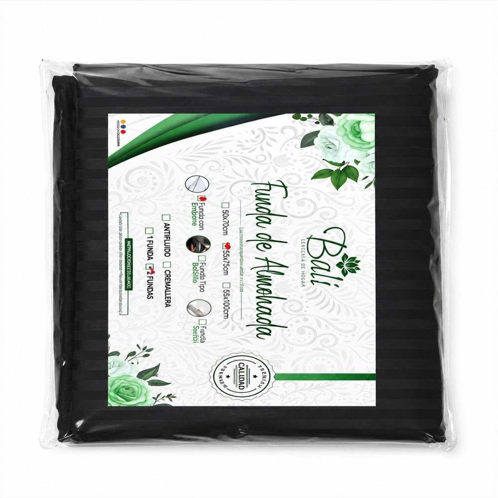 Fundas De Almohada Negras Premium 55X75 Cm Con Embone img #2