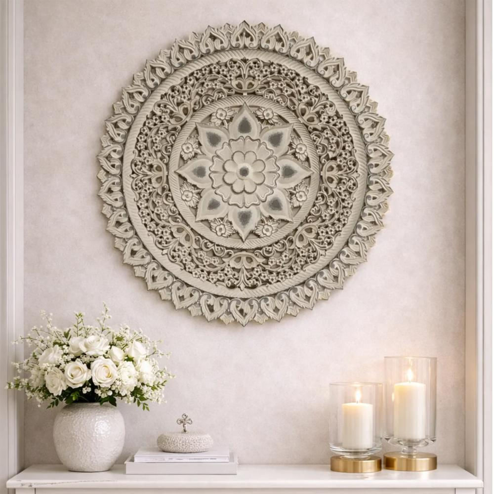 Cuadro Mandala Redonda Diseño Flor Calada 60 Cm img #2
