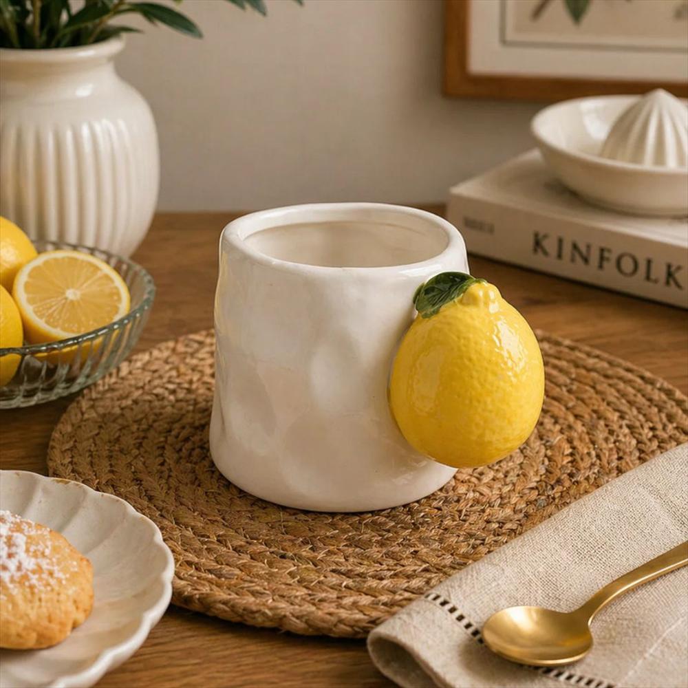 Mug Ondulado Asa Limon 370 Ml En Cerámica img #3