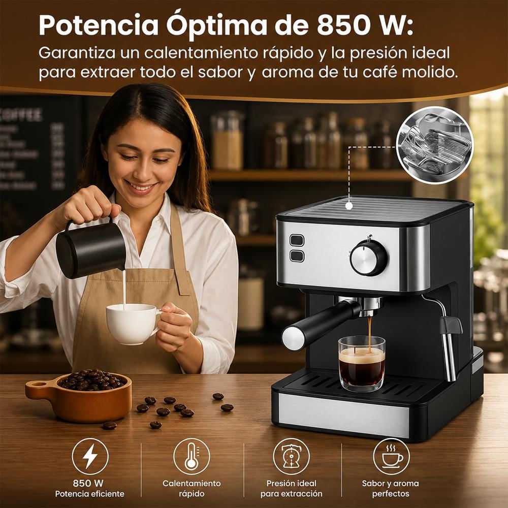 Máquina De Café Espresso Profesional Con Espumador De Leche Multifuncional img #4