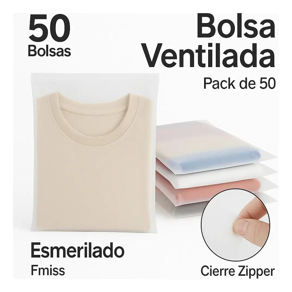 Bolsa Pe Esmerilada Cierre Zipper 25X30cm Multiuso 50Pcs img #4