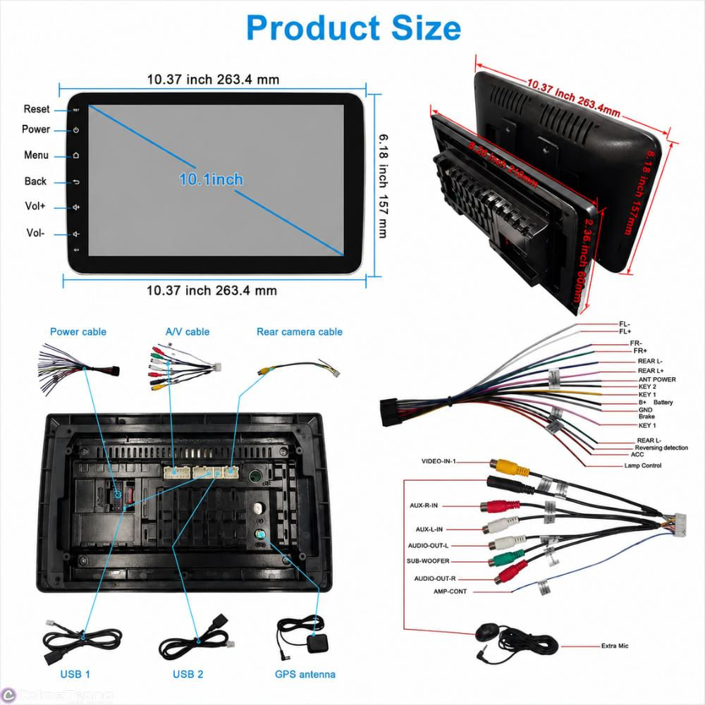 Pantalla Android 10Inch Carplay Auto Cámara Gps Bt Táctil img #5