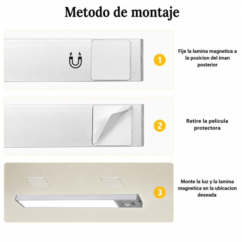 Luz Led Inteligente Magnética Recargable Sensor 3 Niveles img #2