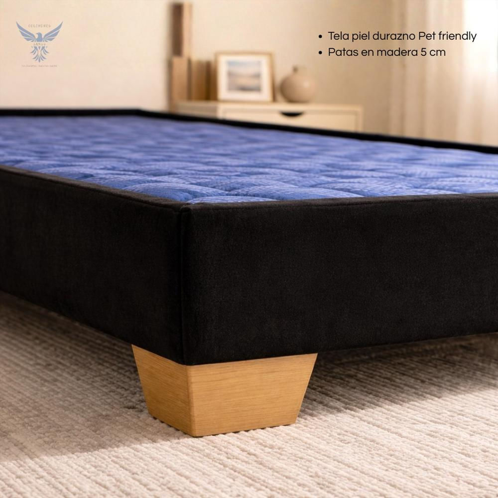 Base Cama 100X190 Negro Piel Durazno img #2