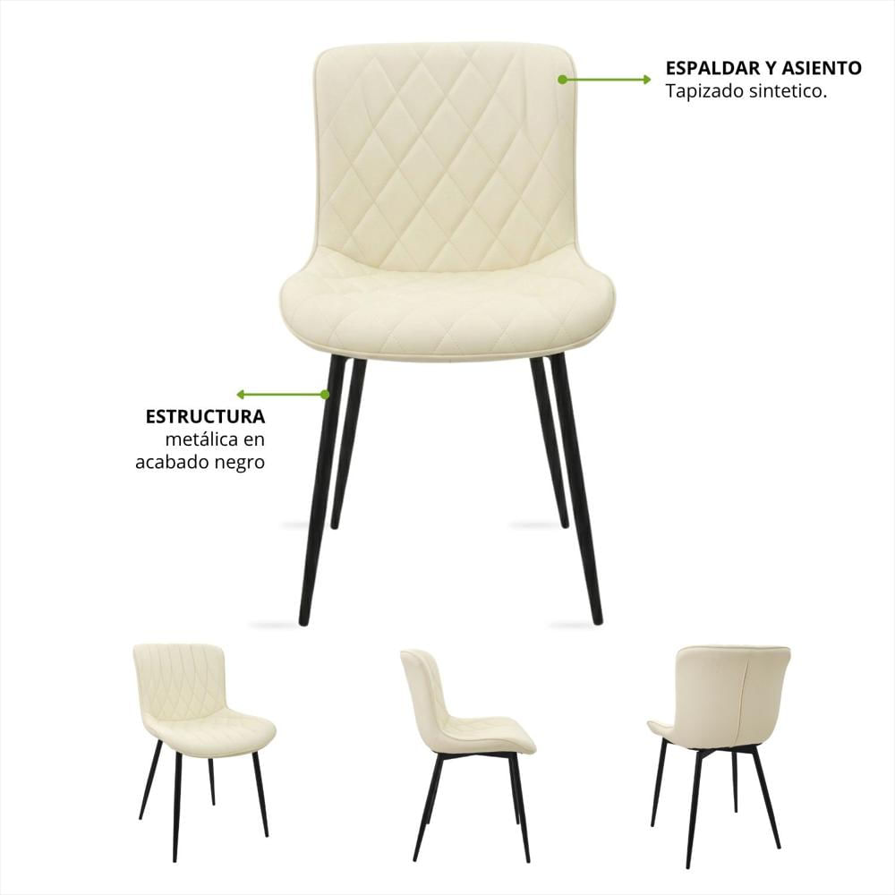 Silla Flor Tapizada Beige img #3