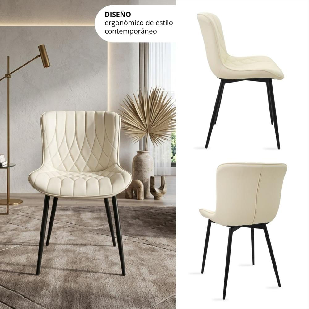 Silla Flor Tapizada Beige img #5