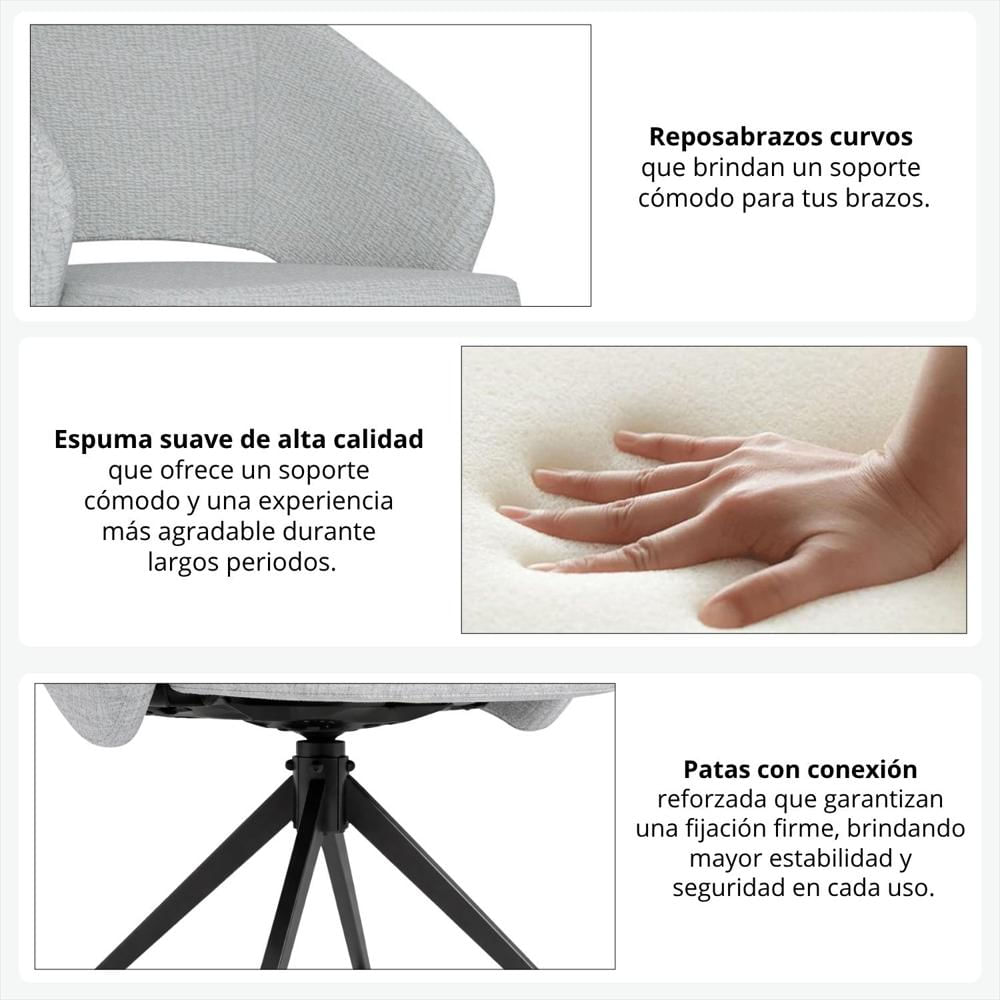 Poltrona Giratoria Calma Gris img #5