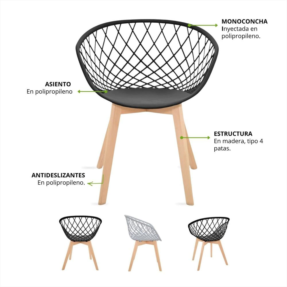 Silla De Diseño Trina Negra img #3