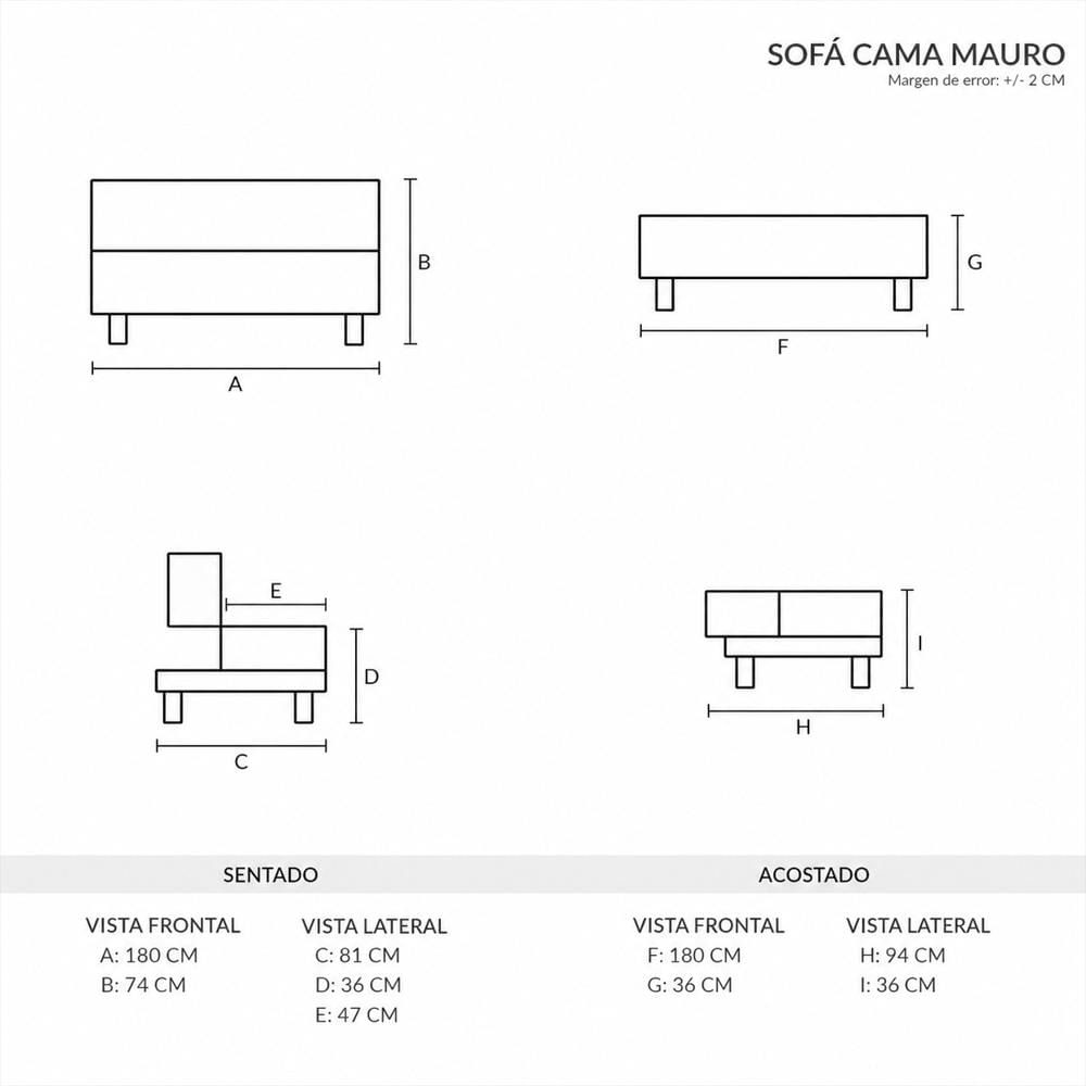 Sofá Cama Mauro Tela Gris Oscuro Pullman img #5