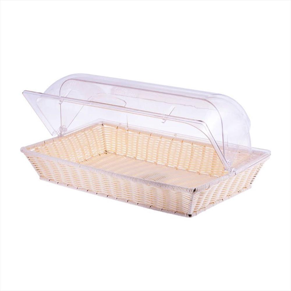Cesta Rectangular Con Tapa Transparente Jd P2205 Beige img #1