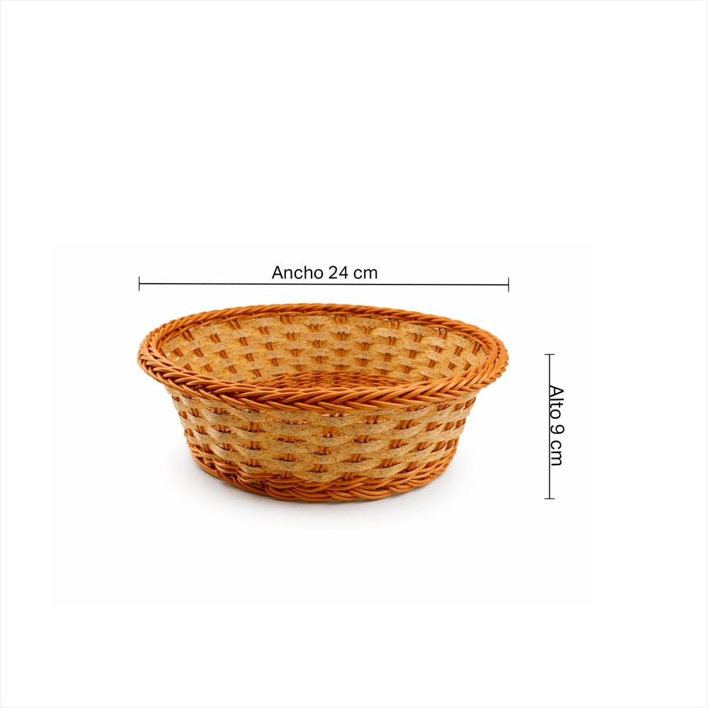 Canasta Tejida Ratán Sintético 25 Cm A285 2 Blanco/Café img #4