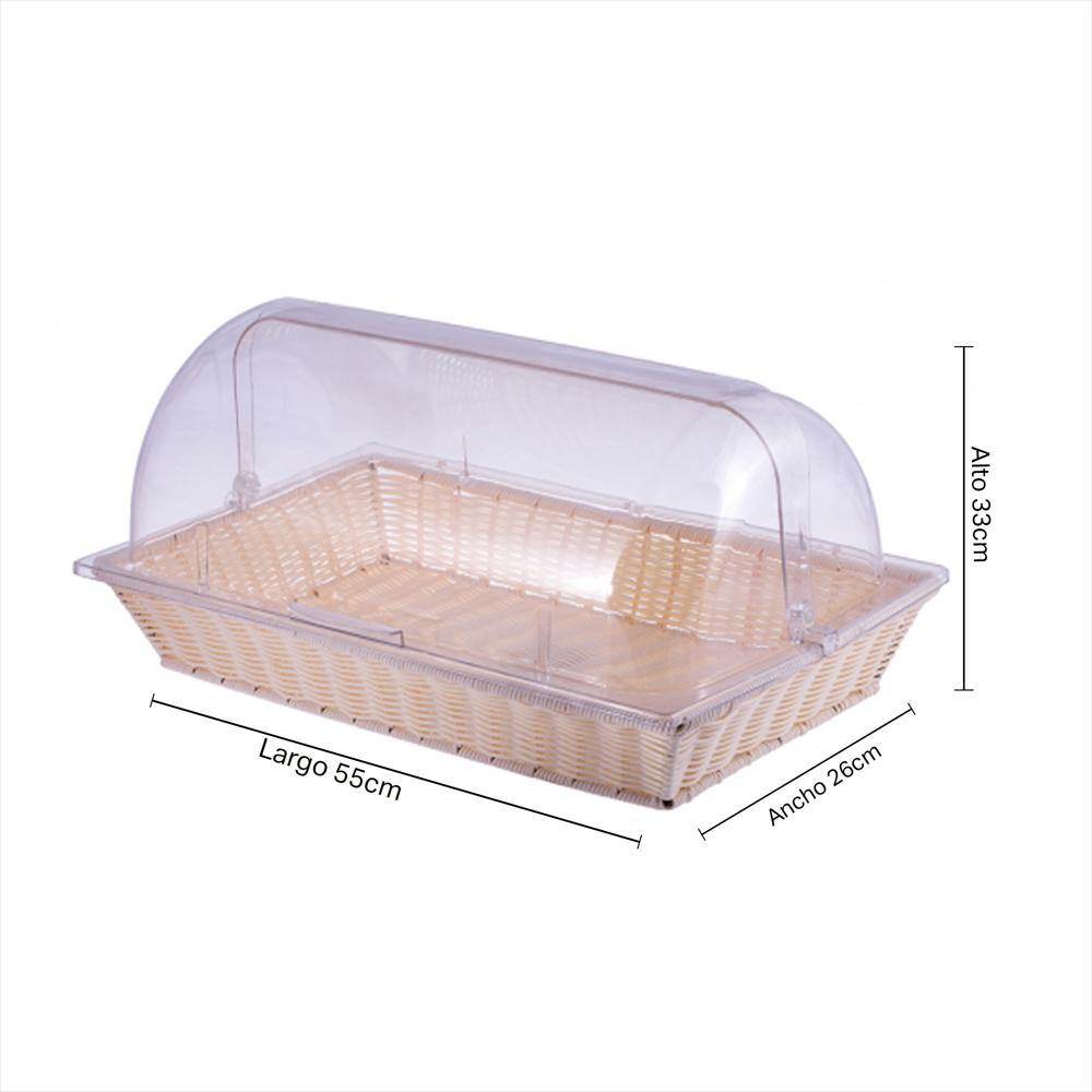 Cesta Rectangular Con Tapa Transparente Jd P2205 Beige img #4