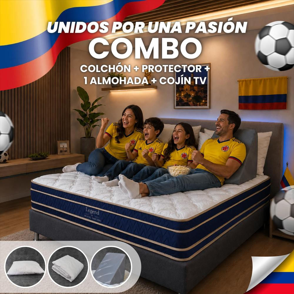Combo Colchón Legend Semidoble 120X190 Cm Ortopedico +Protector De Colchon + 1 Almohada+ Cojin Tv img #2