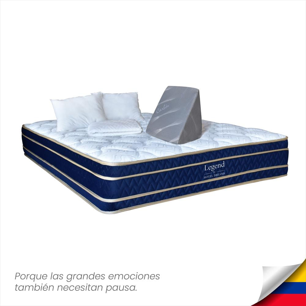 Combo Colchón Legend King 200X200 Cm Ortopedico +Protector De Colchon + 2 Almohada+ Cojin Tv img #1