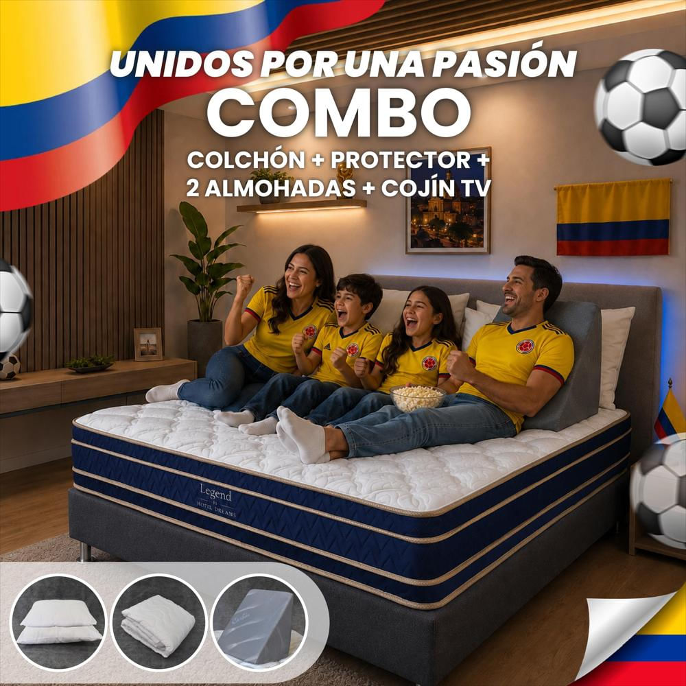 Combo Colchón Legend King 200X200 Cm Ortopedico +Protector De Colchon + 2 Almohada+ Cojin Tv img #2