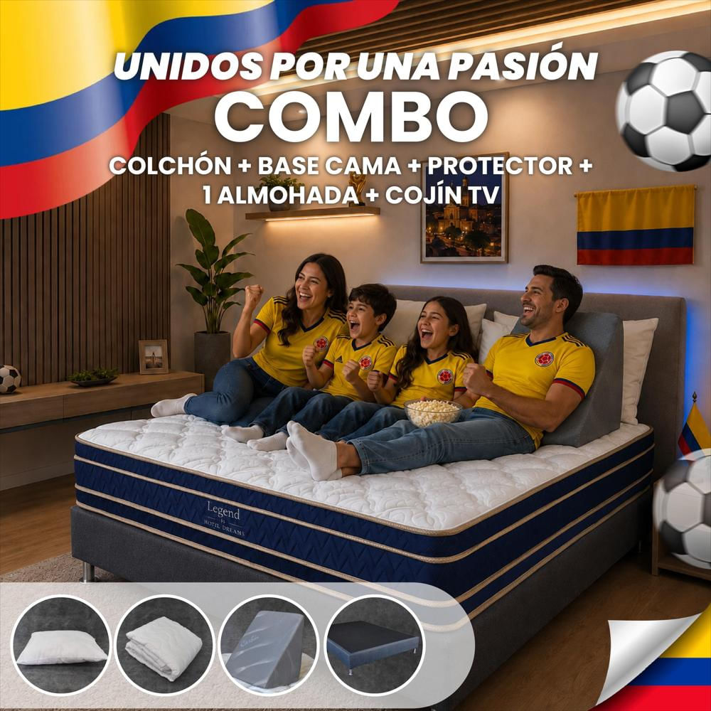 Super Combo Colchón Legend Semidoble 120X190 Cm Ortopedico + Basecama +Protector De Colchon + 1 Almohada+ Cojin Tv img #2