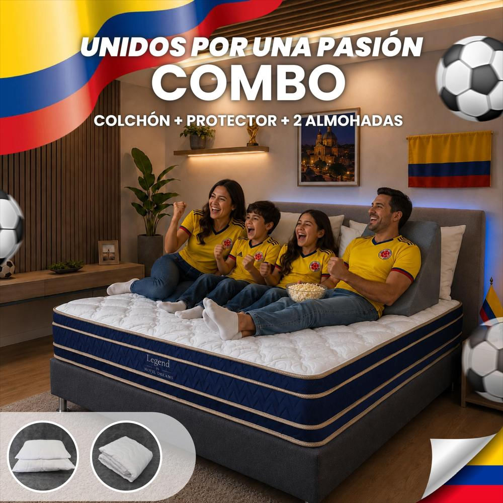 Combo Colchón Legend Doble 140X190 Cm Ortopedico +Protector De Colchon + 2 Almohada img #2