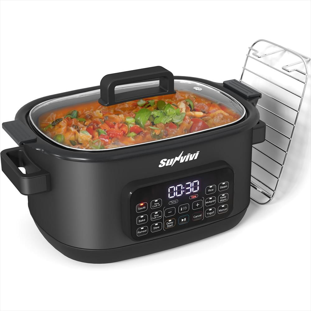 Olla De Cocción Lenta Digital Programable Sunvivi 12 En 1 6.5 Qt Negra img #1