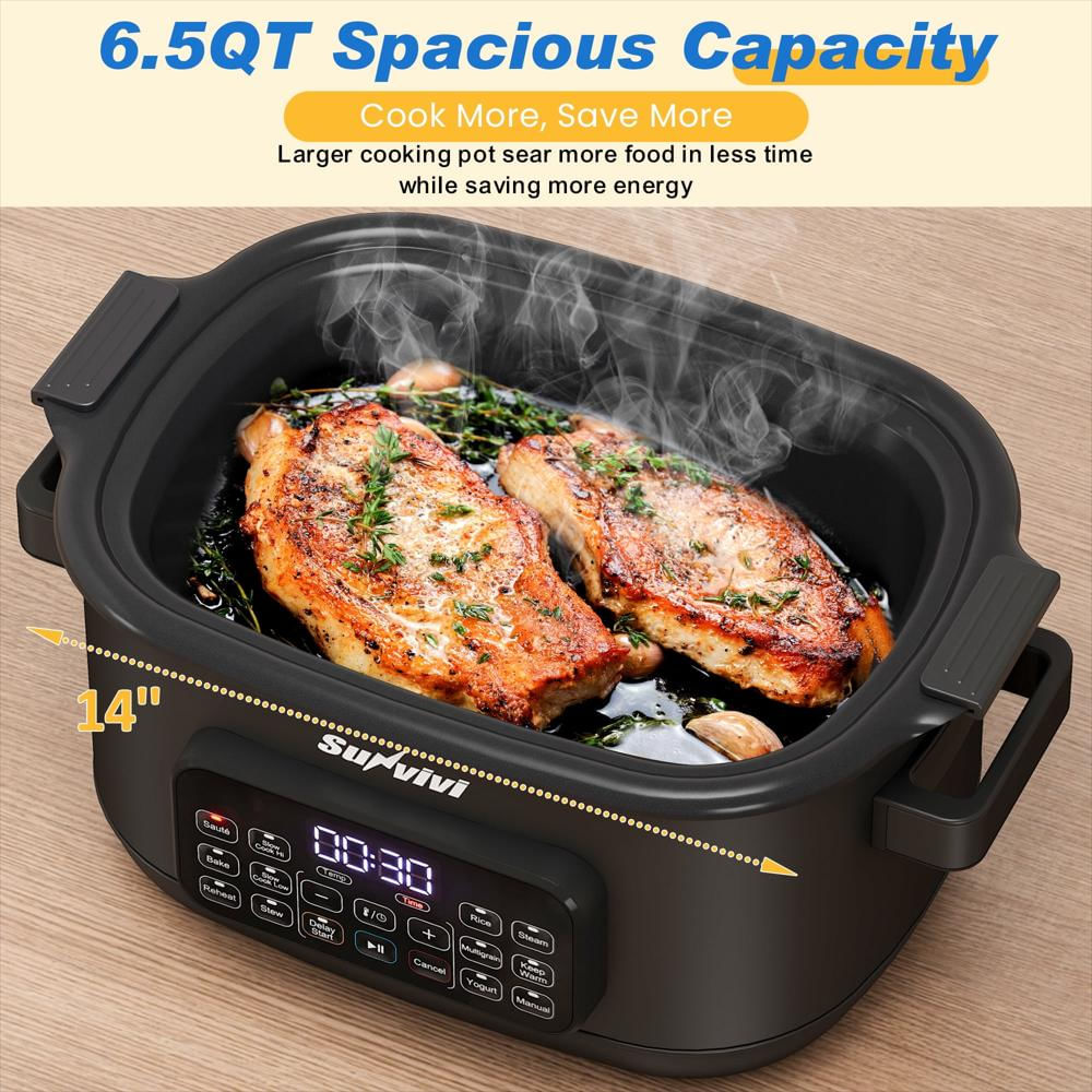 Olla De Cocción Lenta Digital Programable Sunvivi 12 En 1 6.5 Qt Negra img #2