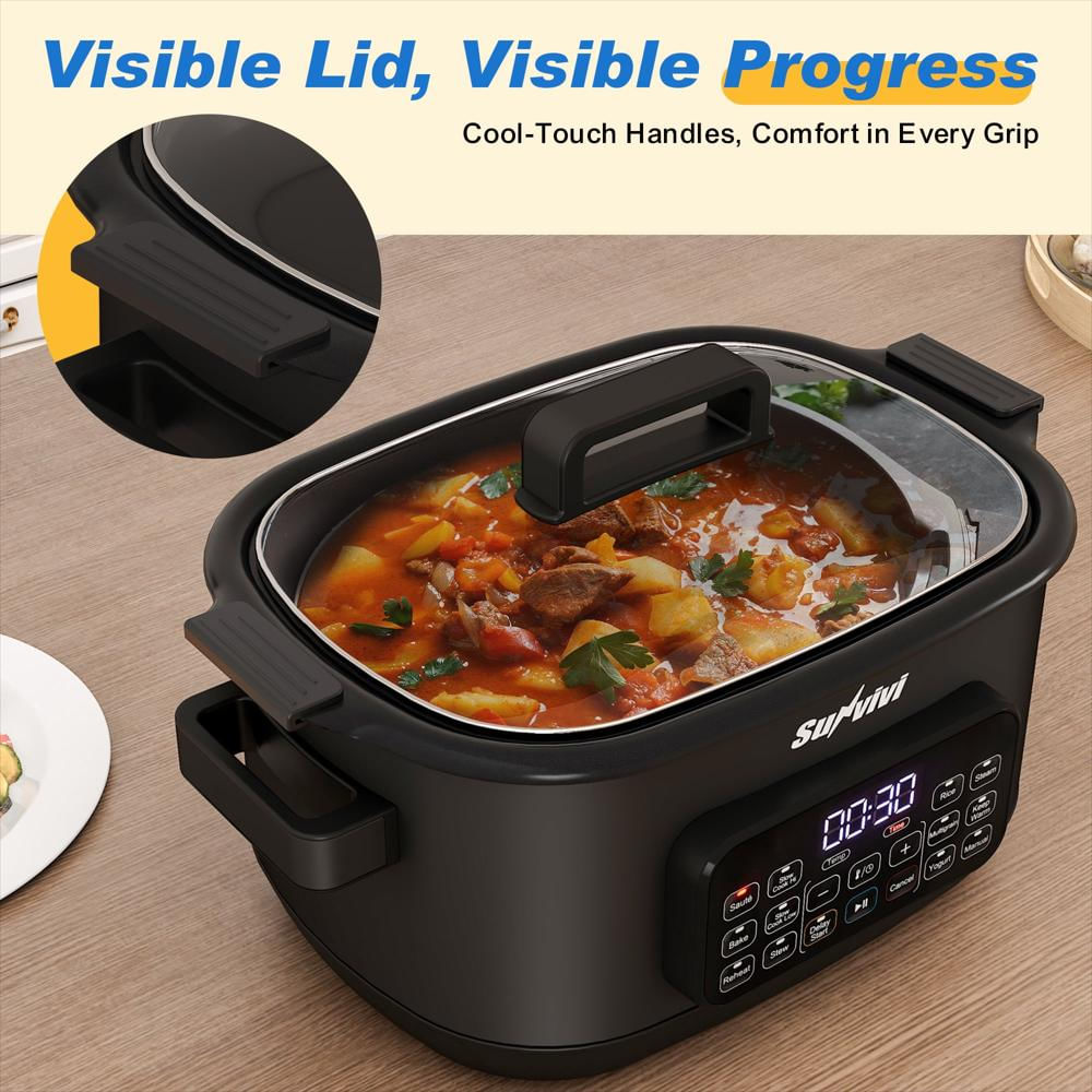 Olla De Cocción Lenta Digital Programable Sunvivi 12 En 1 6.5 Qt Negra img #5