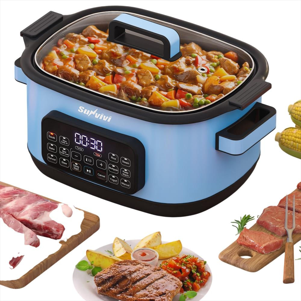 Olla De Cocción Lenta Sunvivi 12 En 1 Programable 6.5 Qt Azul img #1