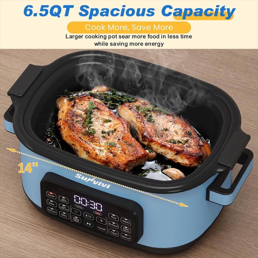 Olla De Cocción Lenta Sunvivi 12 En 1 Programable 6.5 Qt Azul img #2