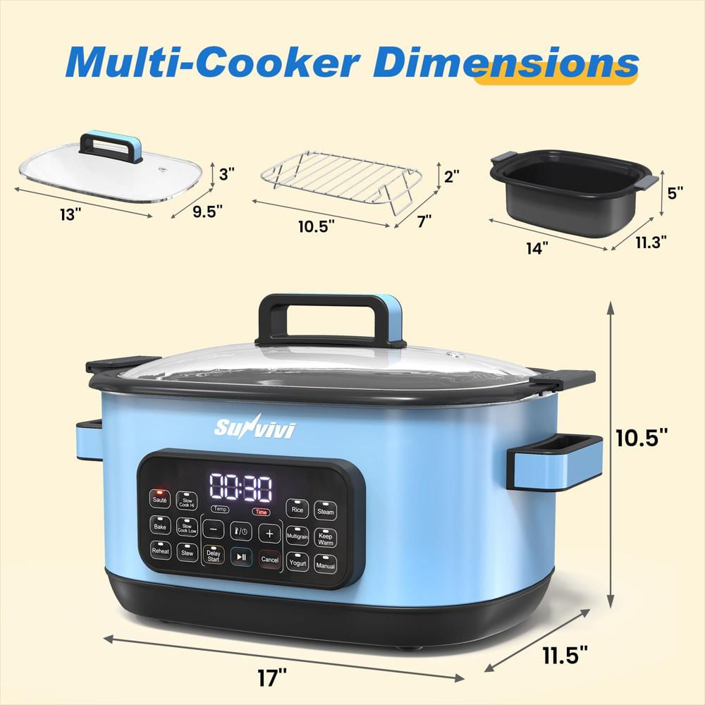 Olla De Cocción Lenta Sunvivi 12 En 1 Programable 6.5 Qt Azul img #4