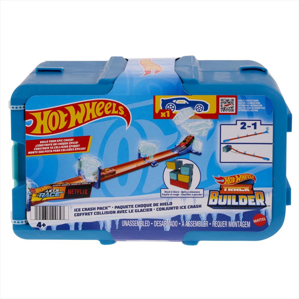 Pista Hot Wheels Track Builder Ice Crash Con 10 Piezas Y Vehículo 1:64 img #1