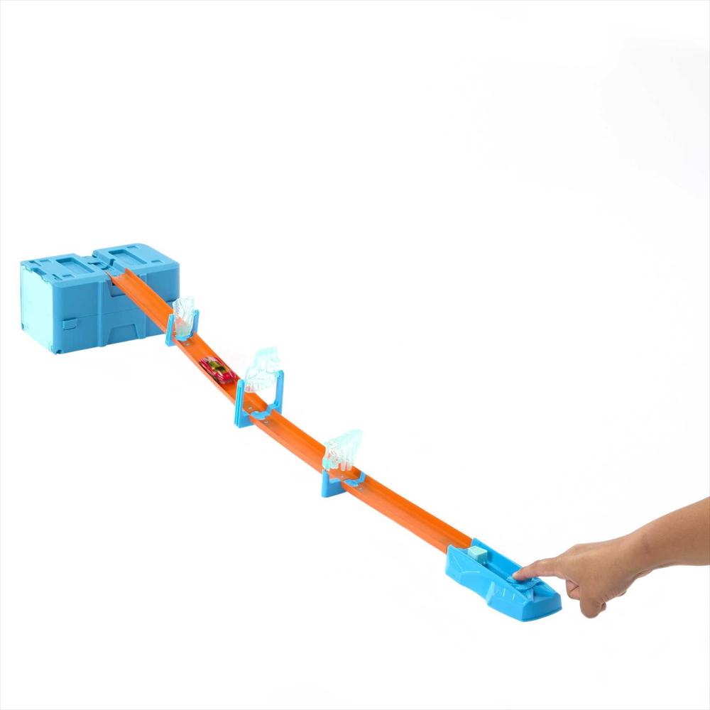 Pista Hot Wheels Track Builder Ice Crash Con 10 Piezas Y Vehículo 1:64 img #2
