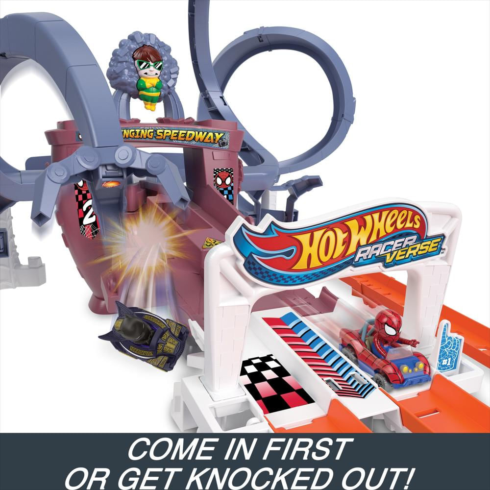 Pista Hot Wheels Racerverse Spider Man Web Slinging Speedway Con 2 Carros img #4