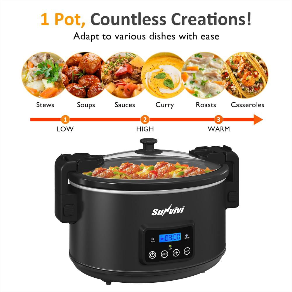 Olla De Cocción Lenta Programable De 8.5 Qt Negra Con Tapa De Cierre img #5