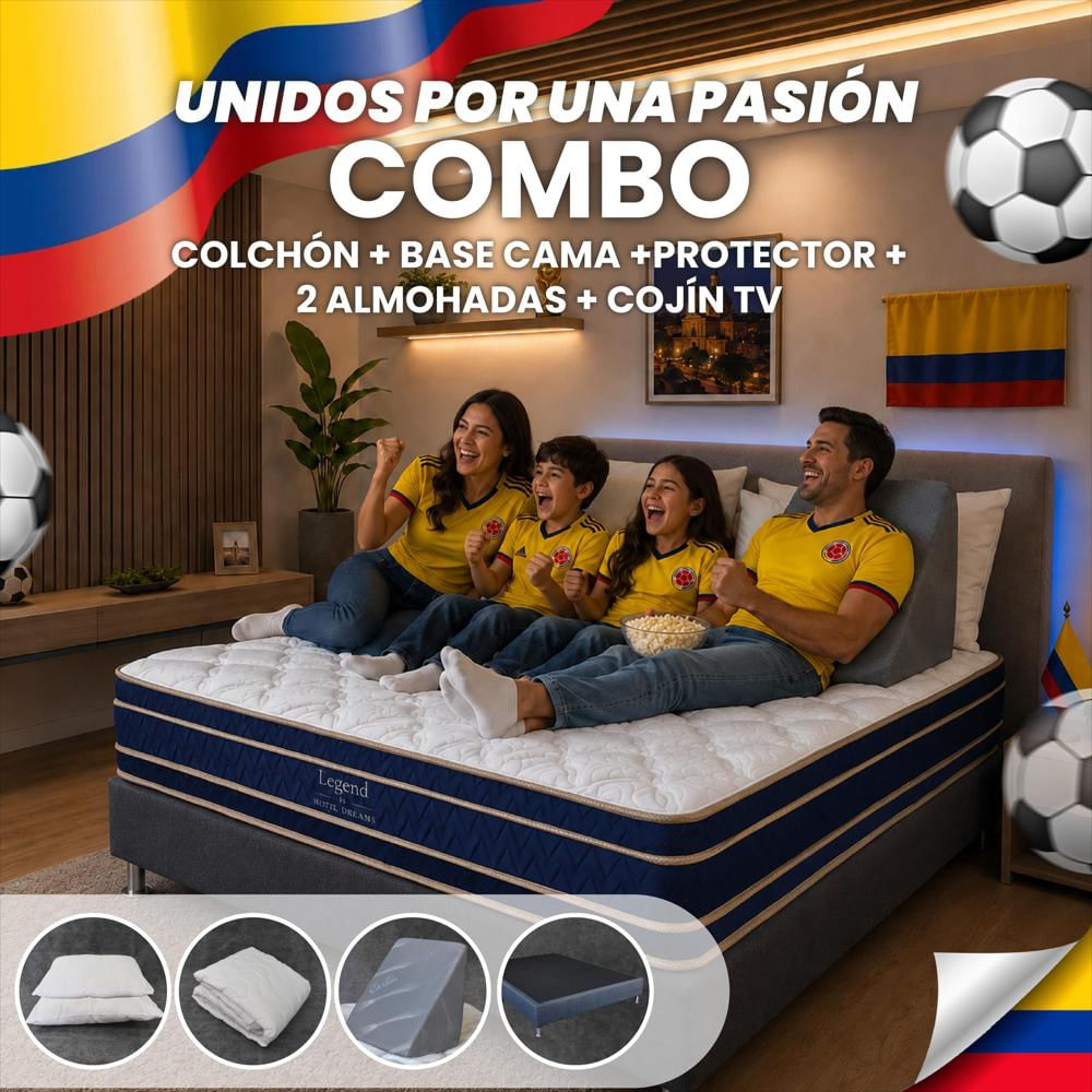 Super Combo Colchón Legend Doble 140X190 Cm Ortopedico + Basecama +Protector De Colchon + 2 Almohada+ Cojin Tv img #2