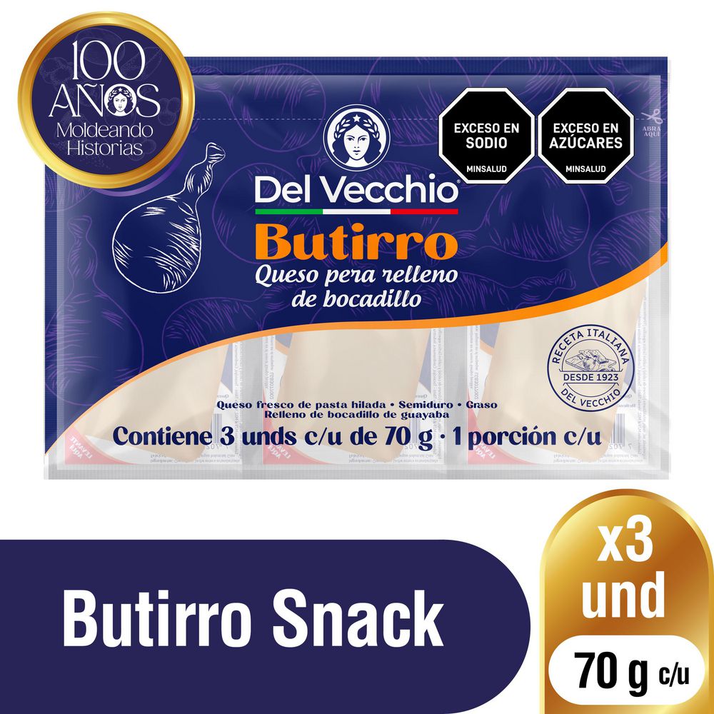 Queso DEL VECCHIO butirro x3und   (210  gr) img #1