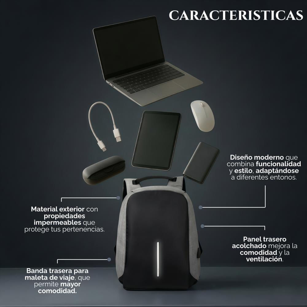 Maleta Morral Antirrobo Con Puerto Usb Impermeable No Generica img #4
