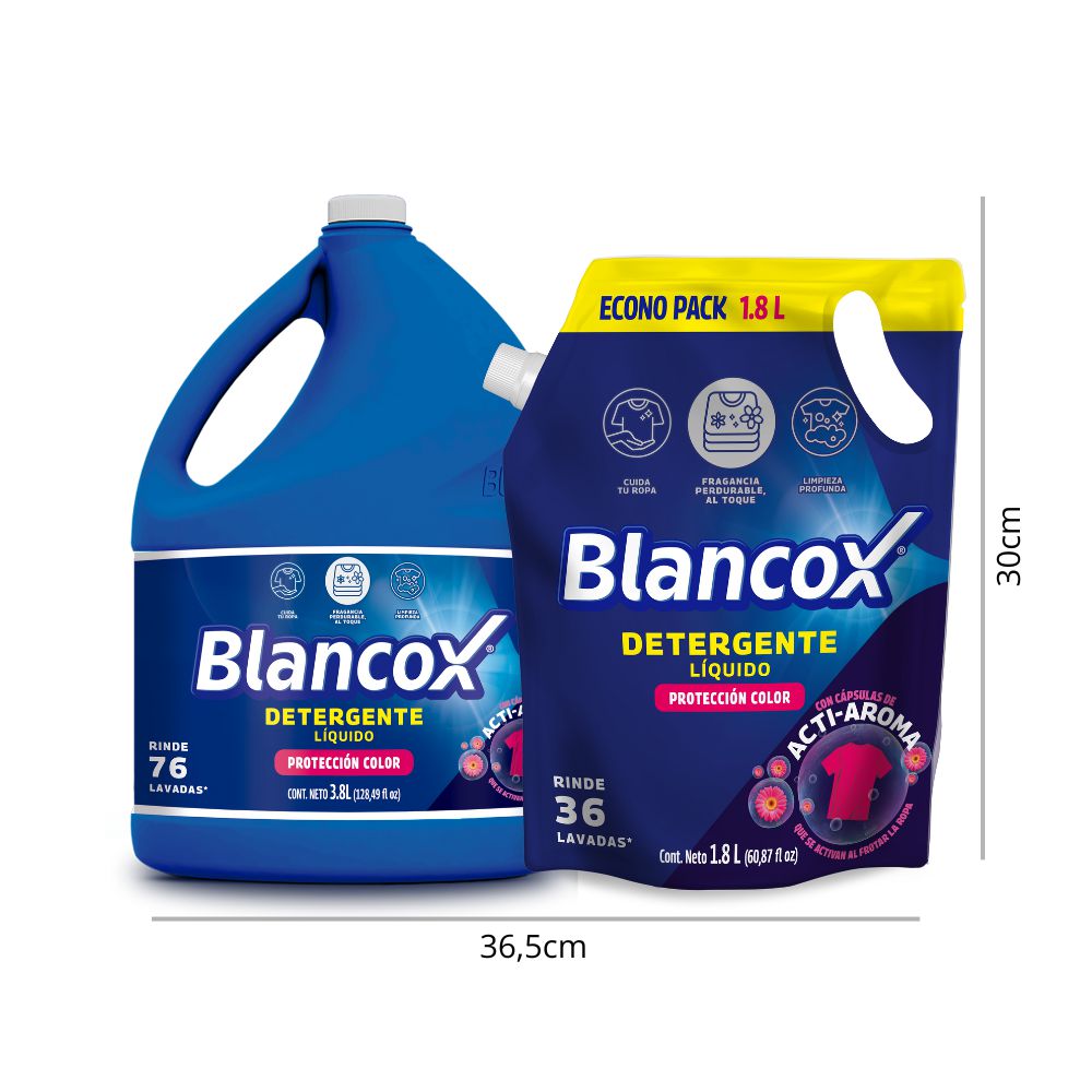 Detergente líquido BLANCOX prendas de color + repuesto (5600  ml) img #2