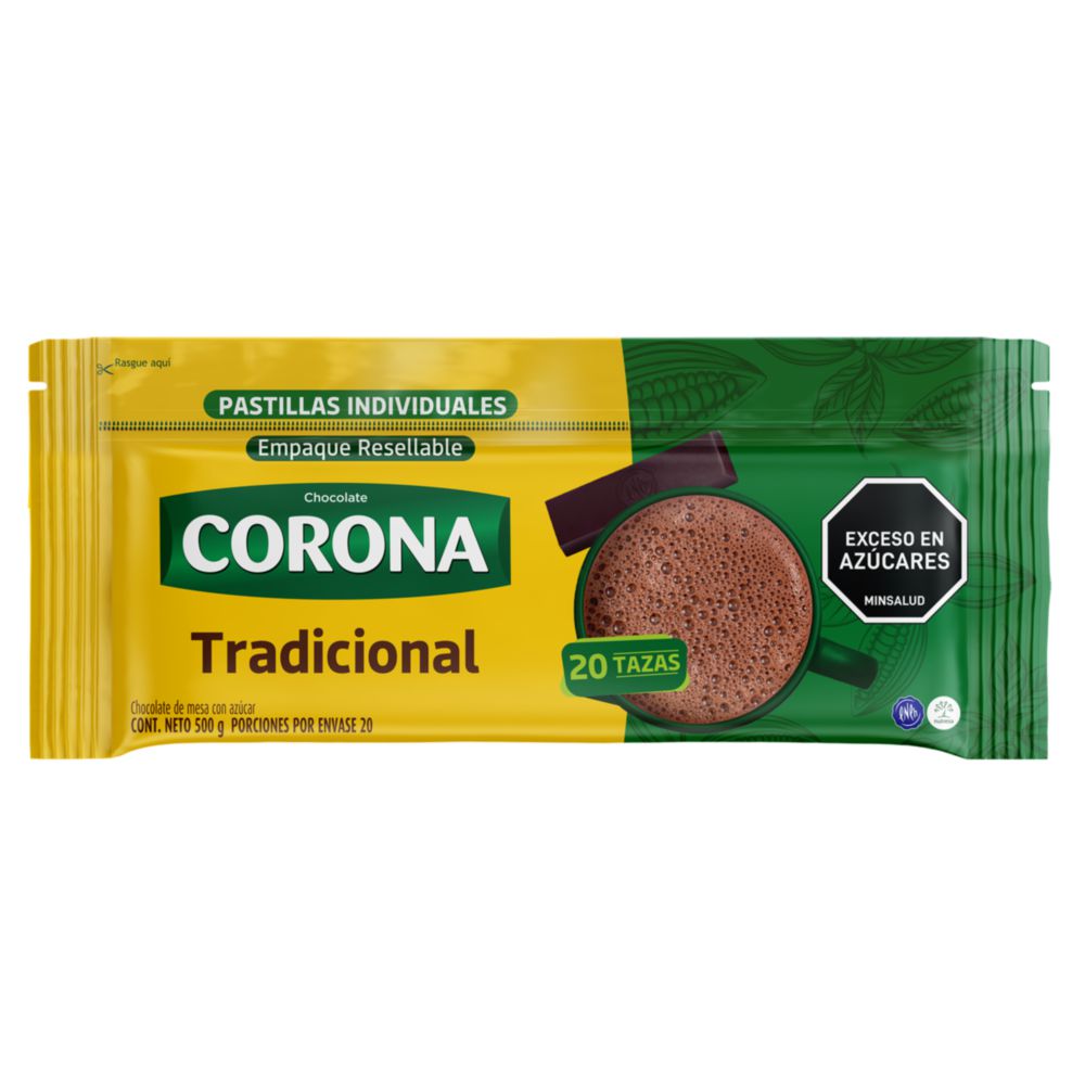 Chocolate CORONA Con azúcar x20 pastillas (500  gr) img #2