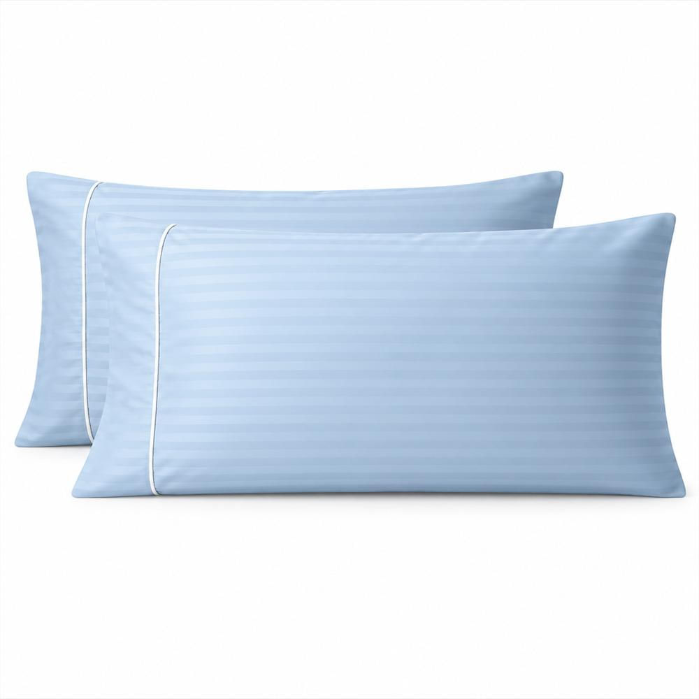 Fundas De Almohada Azul Bebé Premium 55X75 Cm Con Embone img #1
