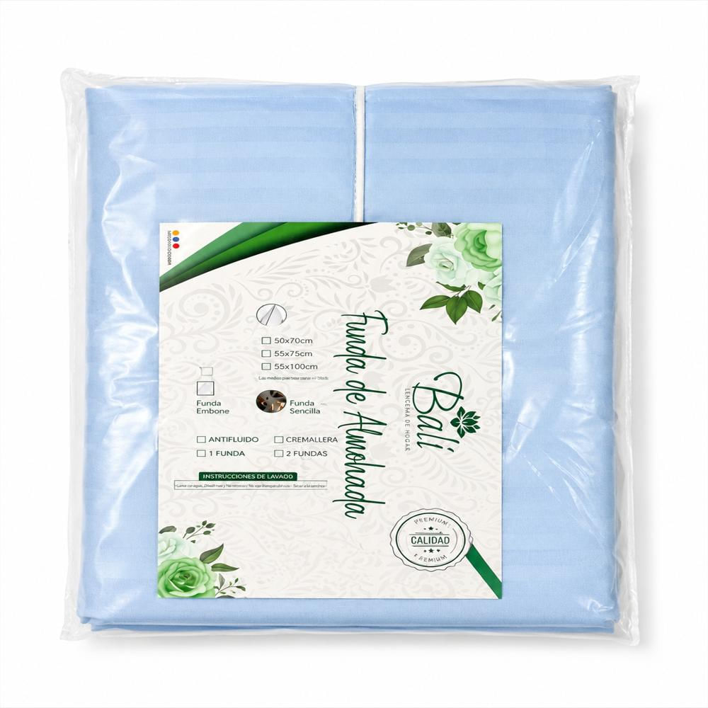 Fundas De Almohada Azul Bebé Premium 55X75 Cm Con Embone img #2