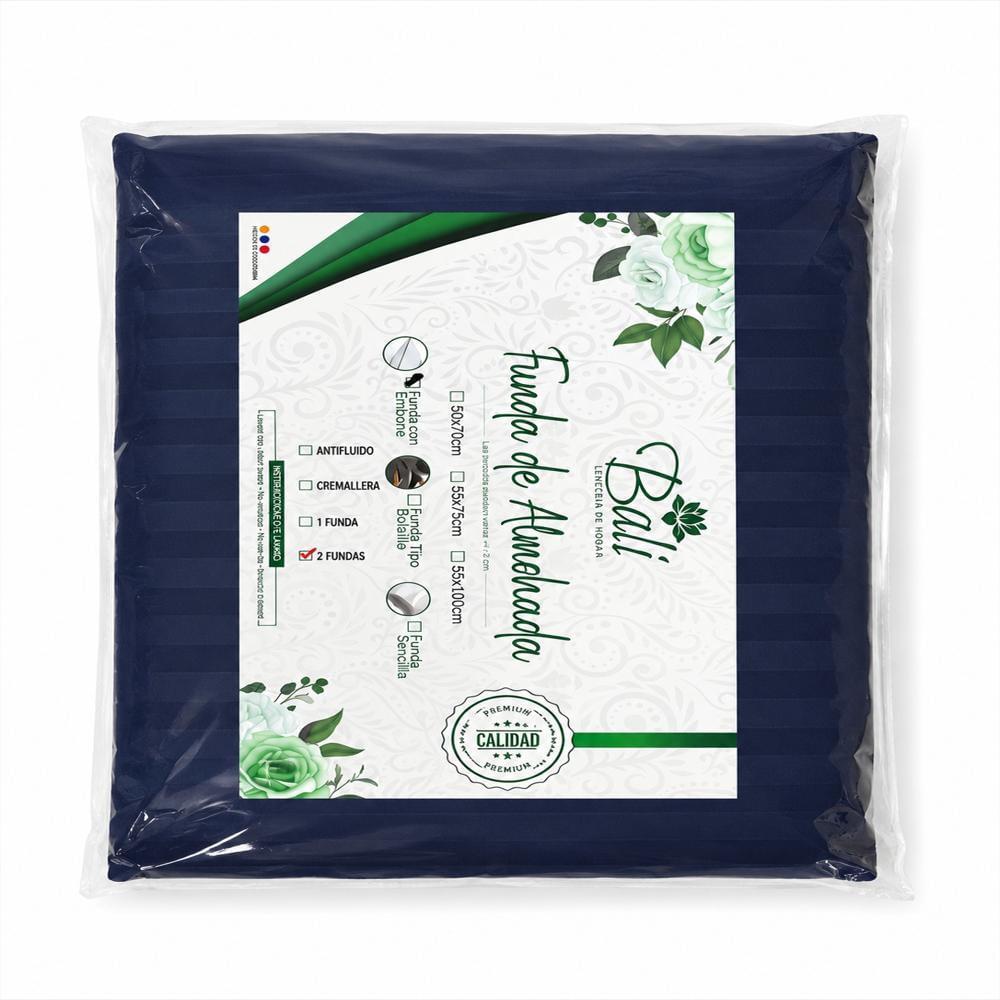 Fundas De Almohada Azul Oscuro Premium 55X75 Cm Con Embone img #2