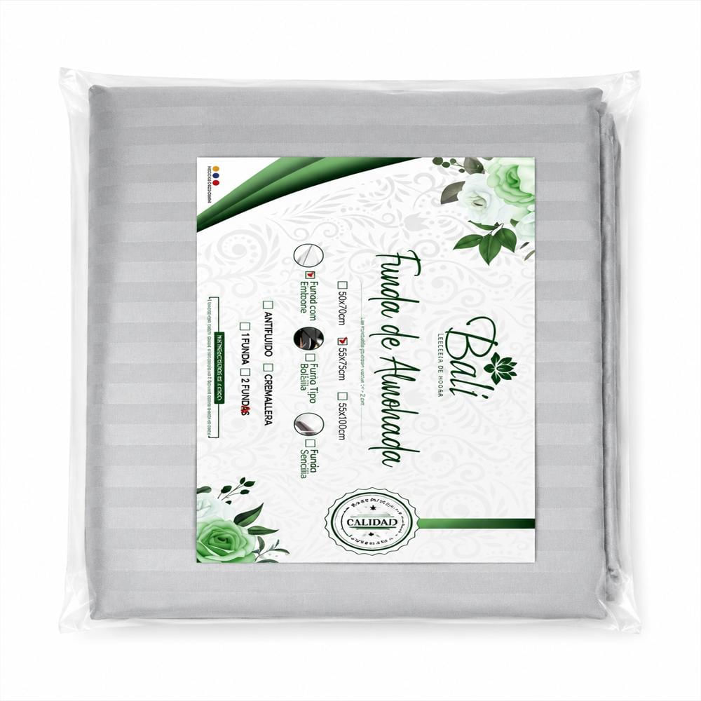 Fundas De Almohada Gris Plata Premium 55X75 Cm Con Embone img #2