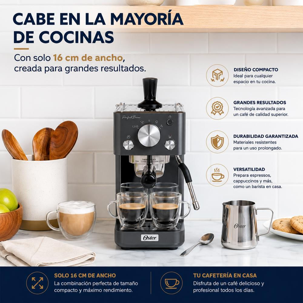 Cafetera Espresso Perfect Brew Compacta 15 Bares Con Espumador De Leche Y Sistema Thermoblock1 img #4