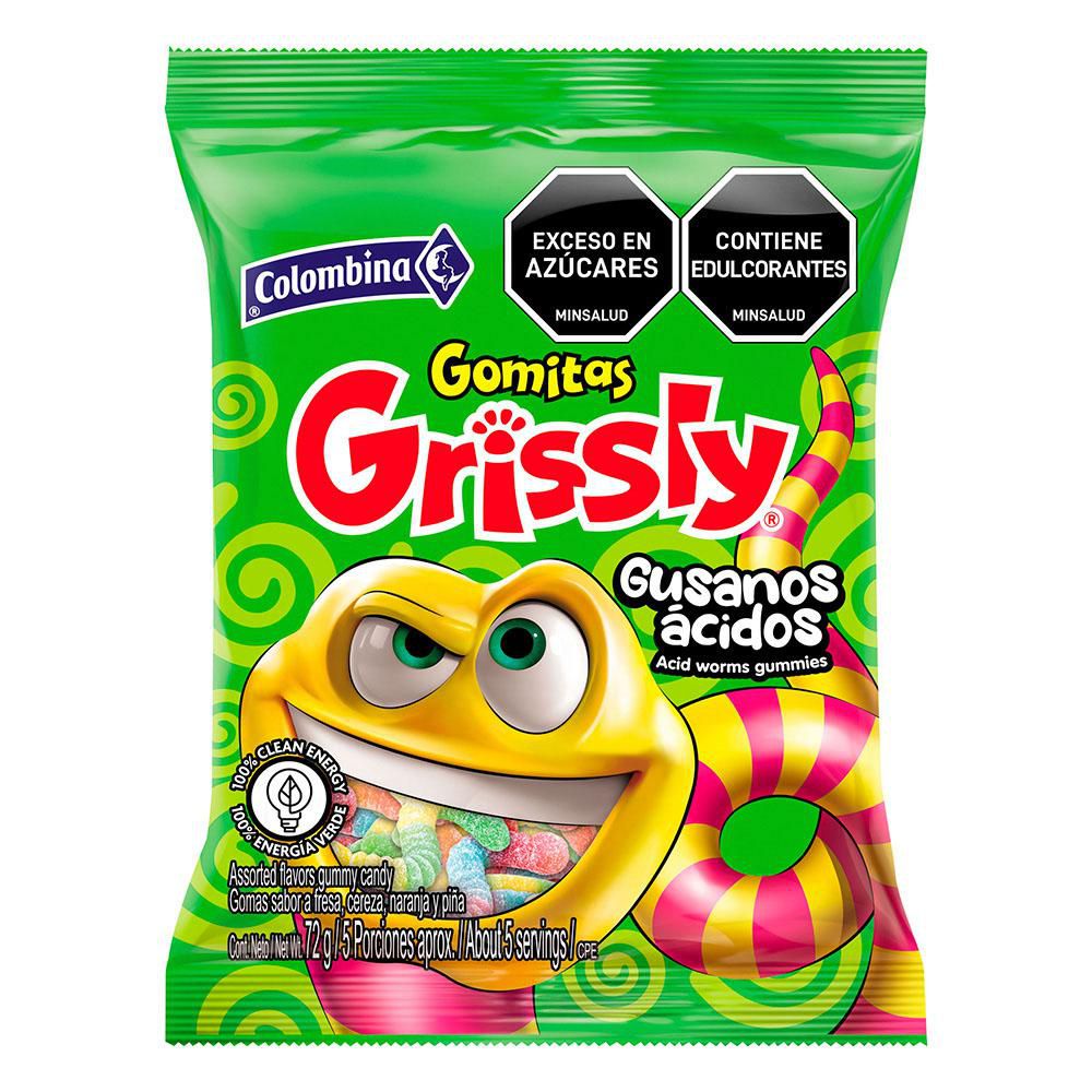 Gomitas GRISSLY ácidas de gusanitos (72  gr) img #1