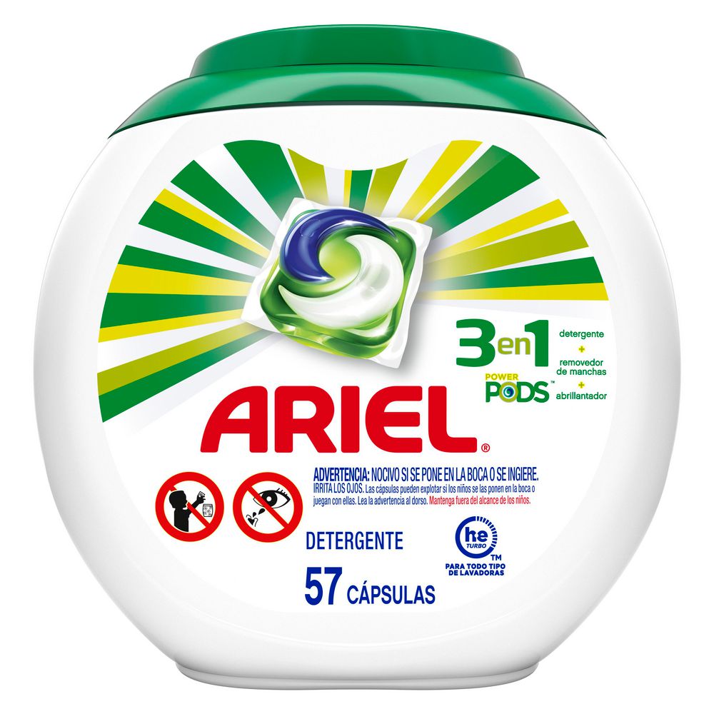 Detergente en cápsulas ARIEL 57 Pods para ropa  (57  und) img #1