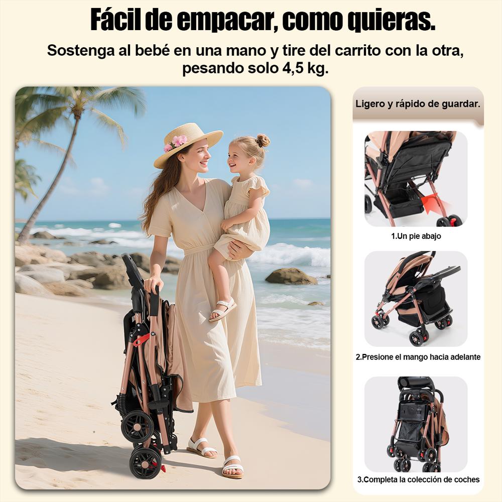 Coche Para Bebes Reversible Compacto Ultima Generacion Color Negro img #5