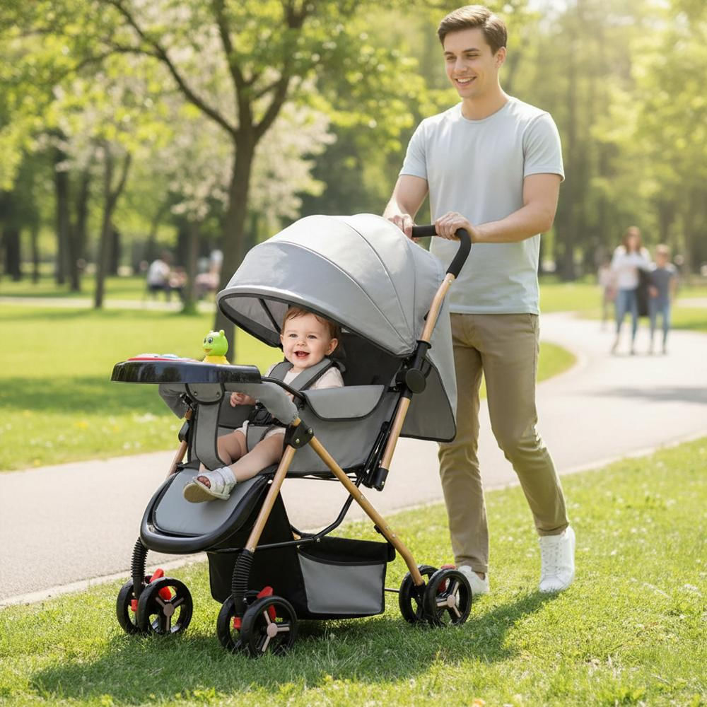 Coche Para Bebes Reversible Compacto Ultima Generacion Color Gris img #4