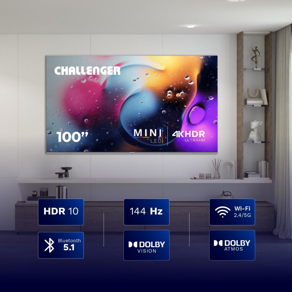 Televisor CHALLENGER 100 pulgadas Mini LED Uhd4K Smart TV 100KG290 img #3
