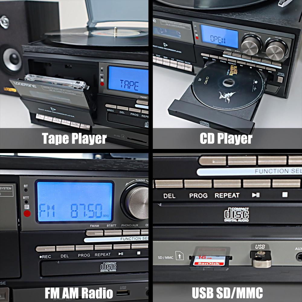 Tocadiscos Looptone 10 En 1 Bluetooth Con Parlantes Externos Cd Y Casete img #3