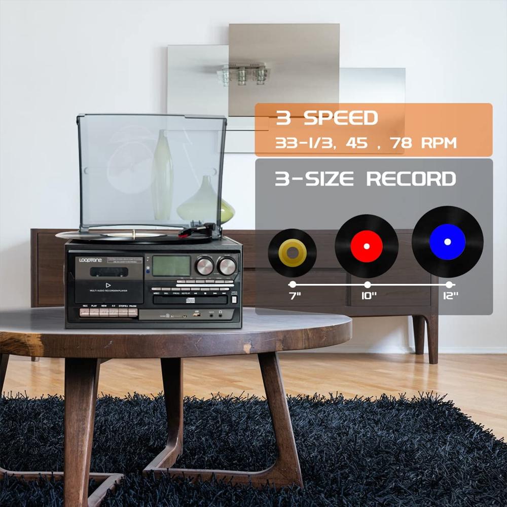 Tocadiscos Looptone Bluetooth Con Cd Casete Radio Y Grabador Usb img #5