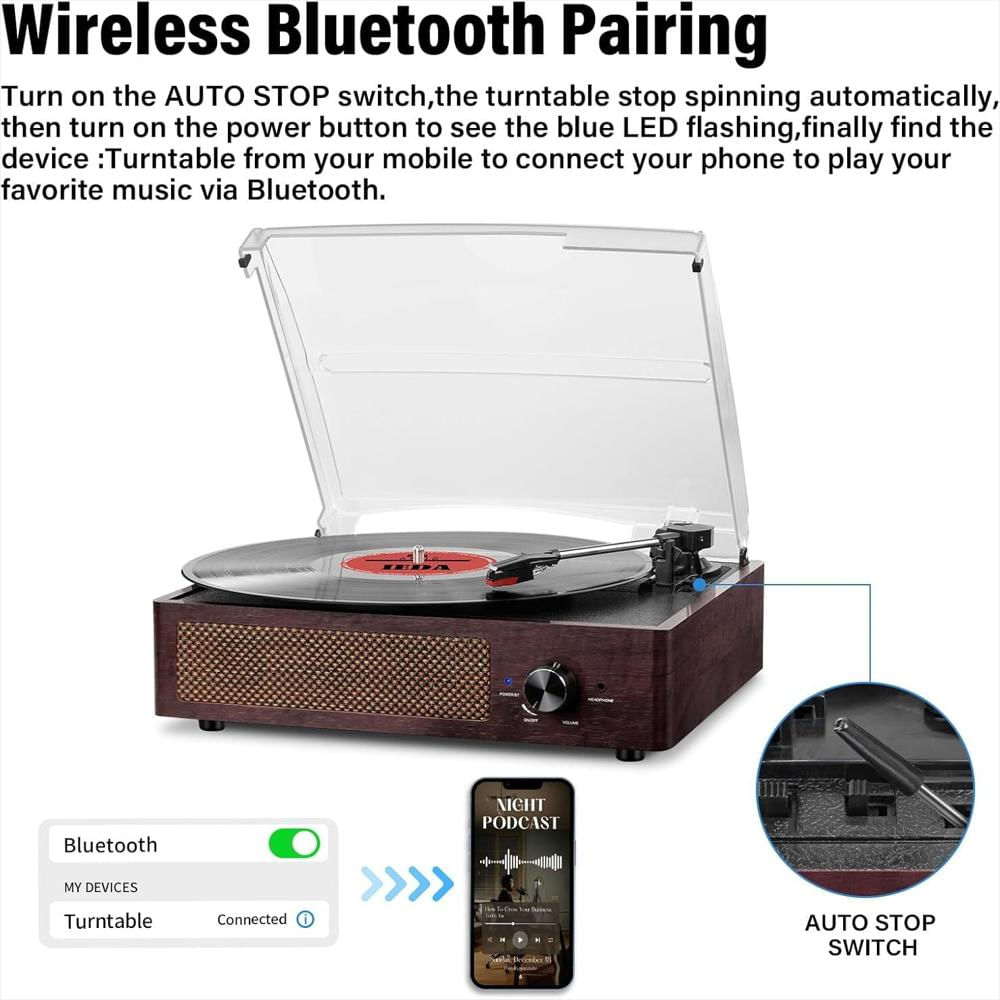 Tocadiscos Caymuller Bluetooth 3 Velocidades Con Parlantes Integrados img #2