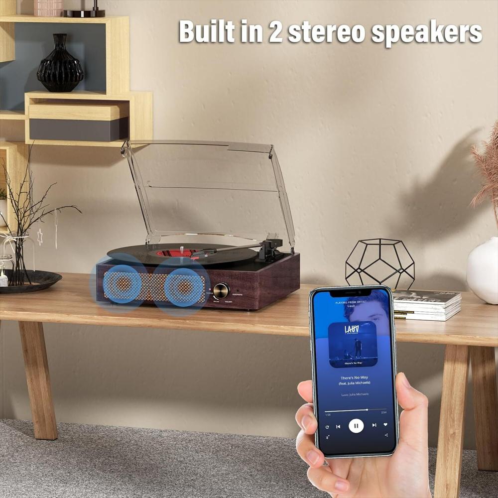 Tocadiscos Caymuller Bluetooth 3 Velocidades Con Parlantes Integrados img #4